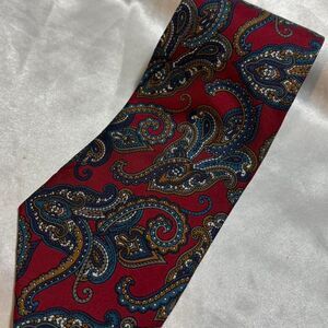 Vintage Claybrooke Red Paisley Silk Tie Handmade Statement Necktie Accessory